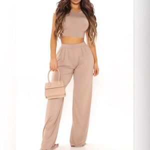 Women’s Fashion Nova Chosen One Pant Set Taupe Size XS Extra Small
